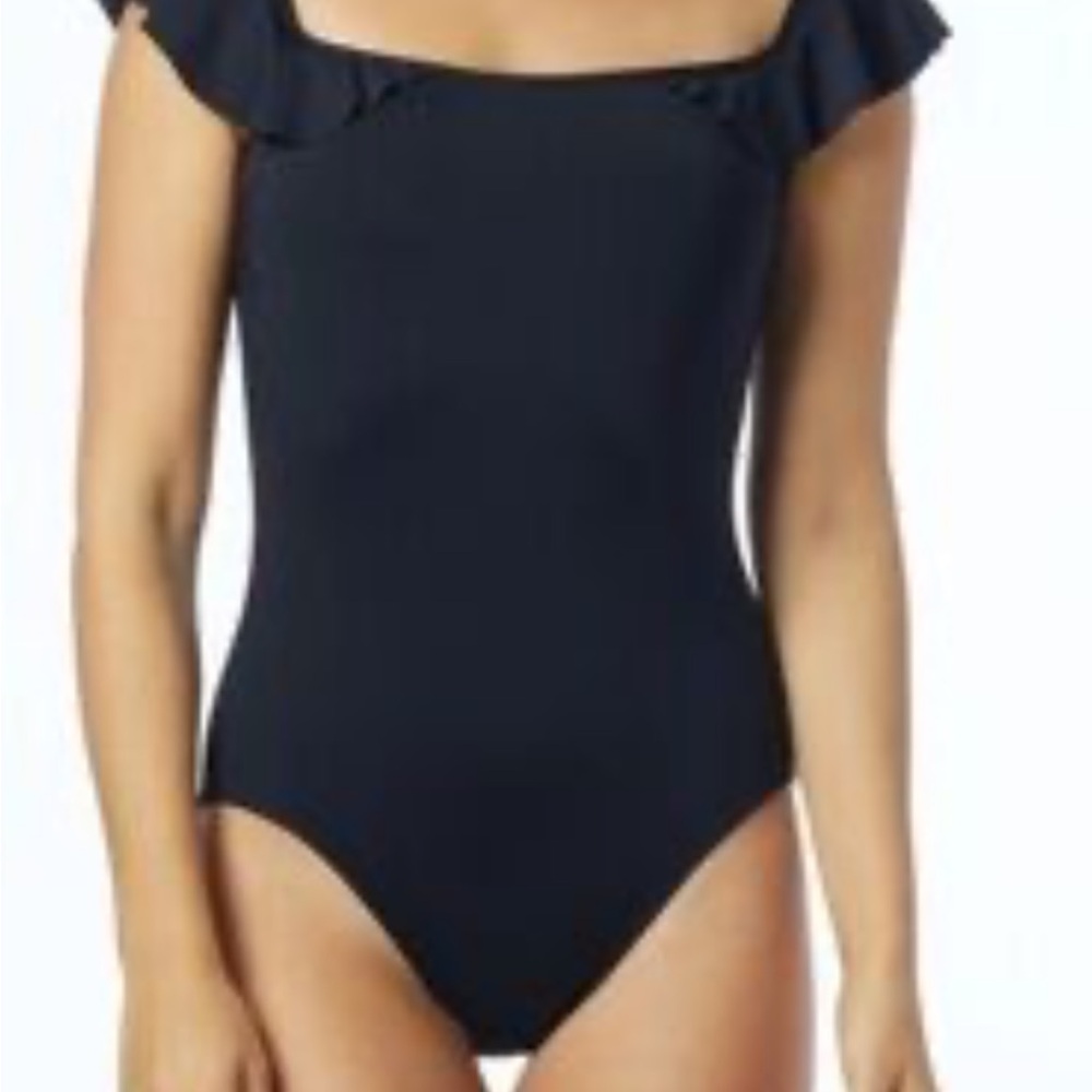 NWT Vince Camuto Midnight Blue Ruffle Bodysuit